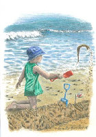 Coloured Pencil Drawing Beach Scene